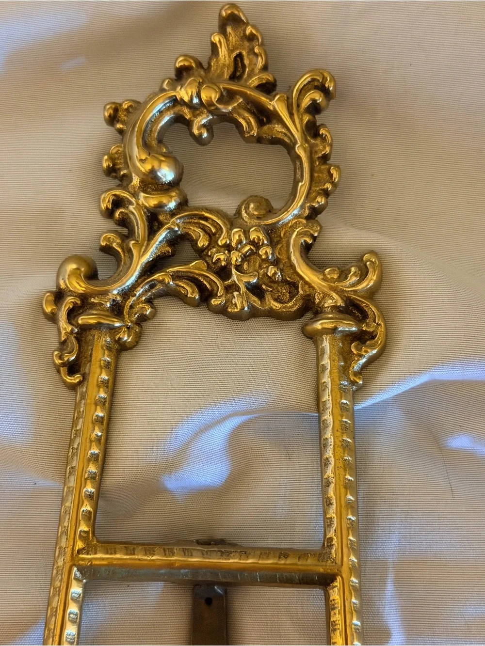 Vintage Ornate Brass Easel Display Stand | Gold Tone Victorian Cottage Decor 9.5